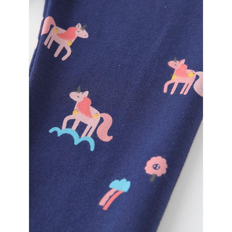 Spring and Autumn Thin Printed Leggings for Girls, Elastic Slim Fit, Slimming, Small Animal Pattern, Baby Elastic Waist Pants