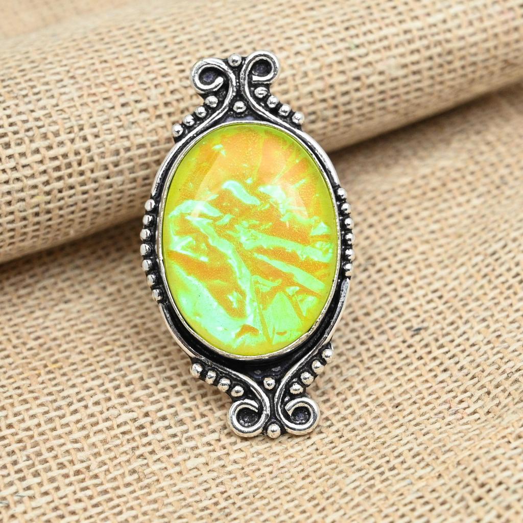 Gorgeous Yellow Triplet Opal Gemstone 925 Sterling Silver Handmade Jewelry Ring