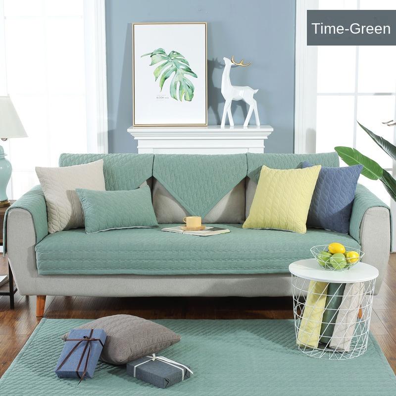 Solid Color Striped Cotton Sofa Cushion Four Seasons Non-Slip Bay Window Cushion Sofa Cover Seat Cushion Sofa Cover