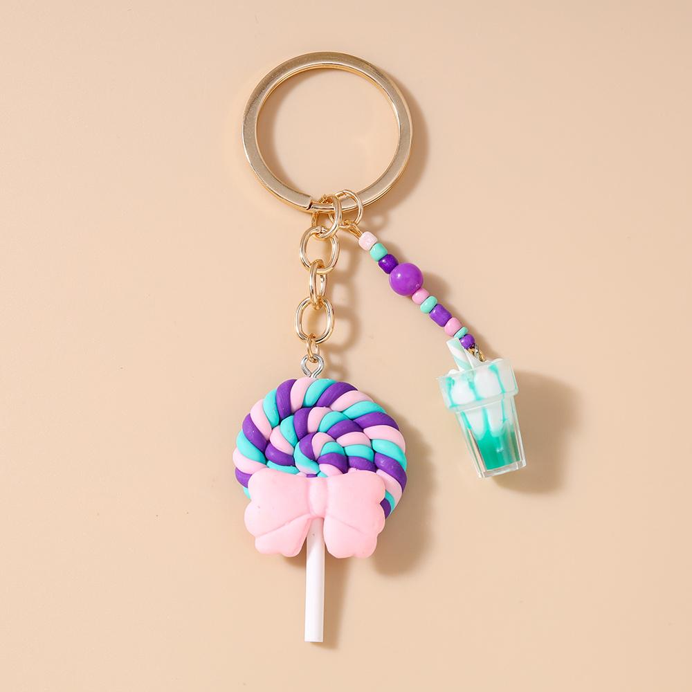 Pretty Resin Candy Lollipop Keychain Women Girls Juice Key Ring Pendants Handbag Decor DIY Key Chain Kid's Jewelry Gift