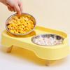 Dog Bowl Stainless Steel Dog Food Bowl Double Bowls for Dogs Feeding Neck Protector Pet Feeder Detachable Feeder Cat Water Bowls