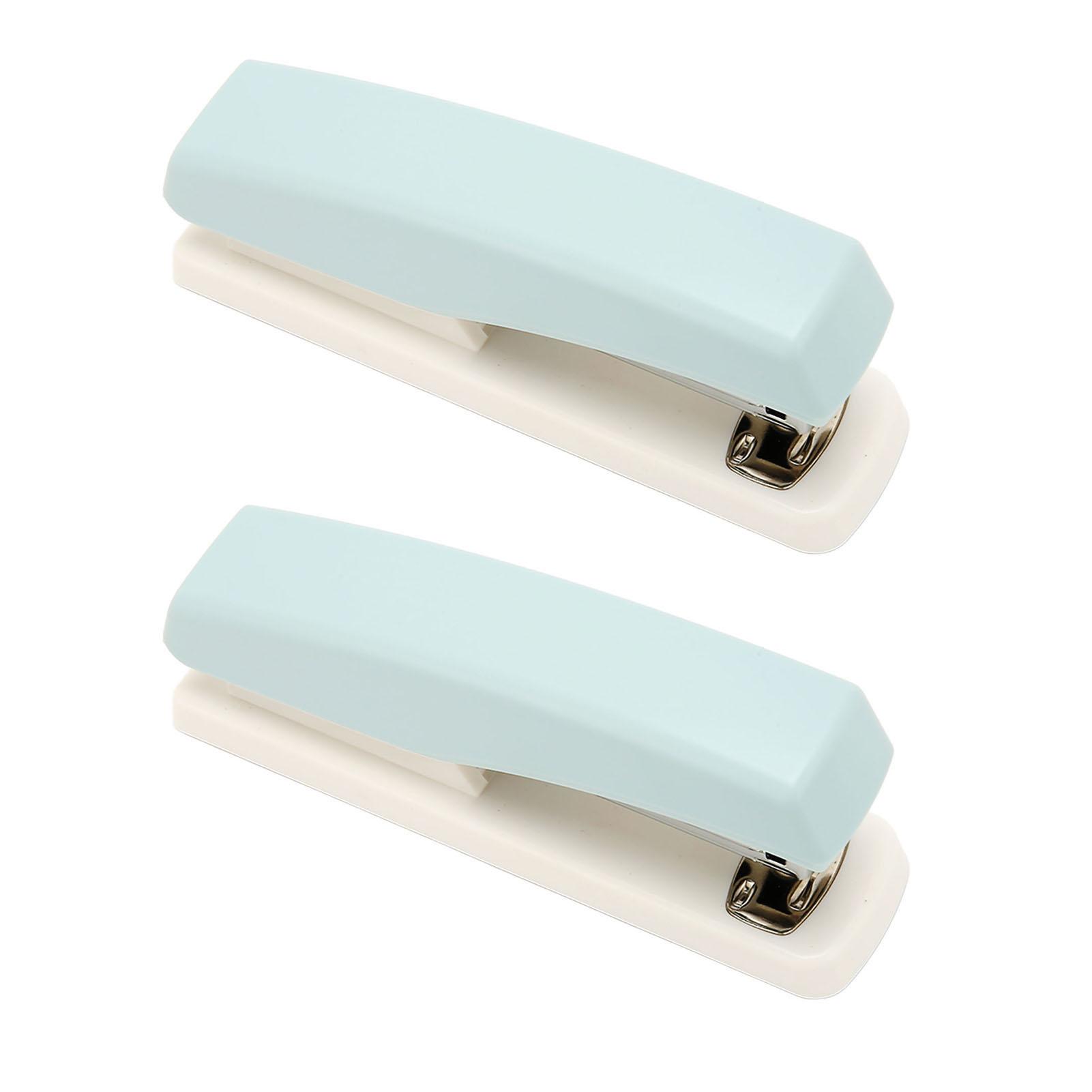 

2PCS Office Stapler Prevent Slip Portable Stable Durable Ergonomic School Stapler for Students Blue синій