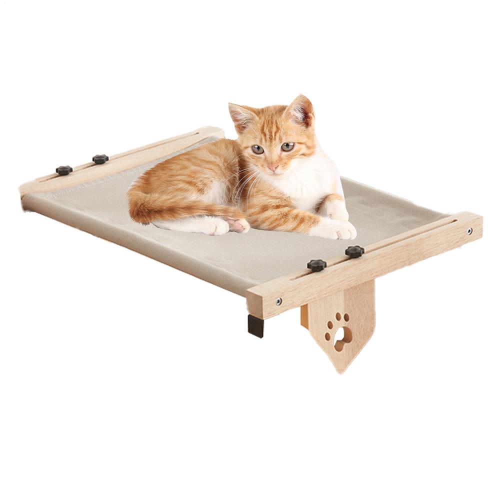 Cat Perch For Indoor Cats Wooden Cat Resting Lounger Adjustable Cat Windowsill Nest Cat Hammock Seat With Cushioned Bed Cover