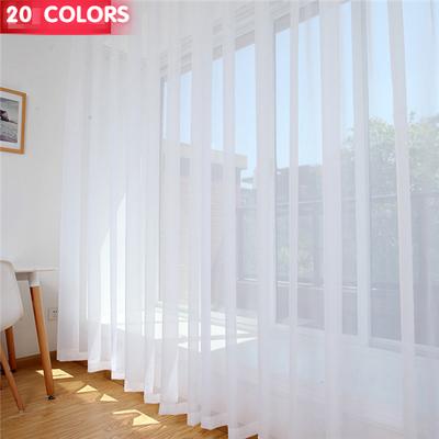 European American Style Multicolor Sheer Curtain Bay Window Screening Solid Door Curtains Drape Panel Tulle for Living Room