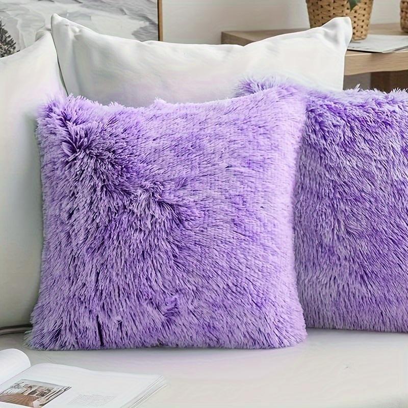 Soft Fur Cushion Cover 43x43cm Cozy Plush Decorative Pillow Cover for Living Room Sofa Decor Pillowcase White Grey Cushion Case