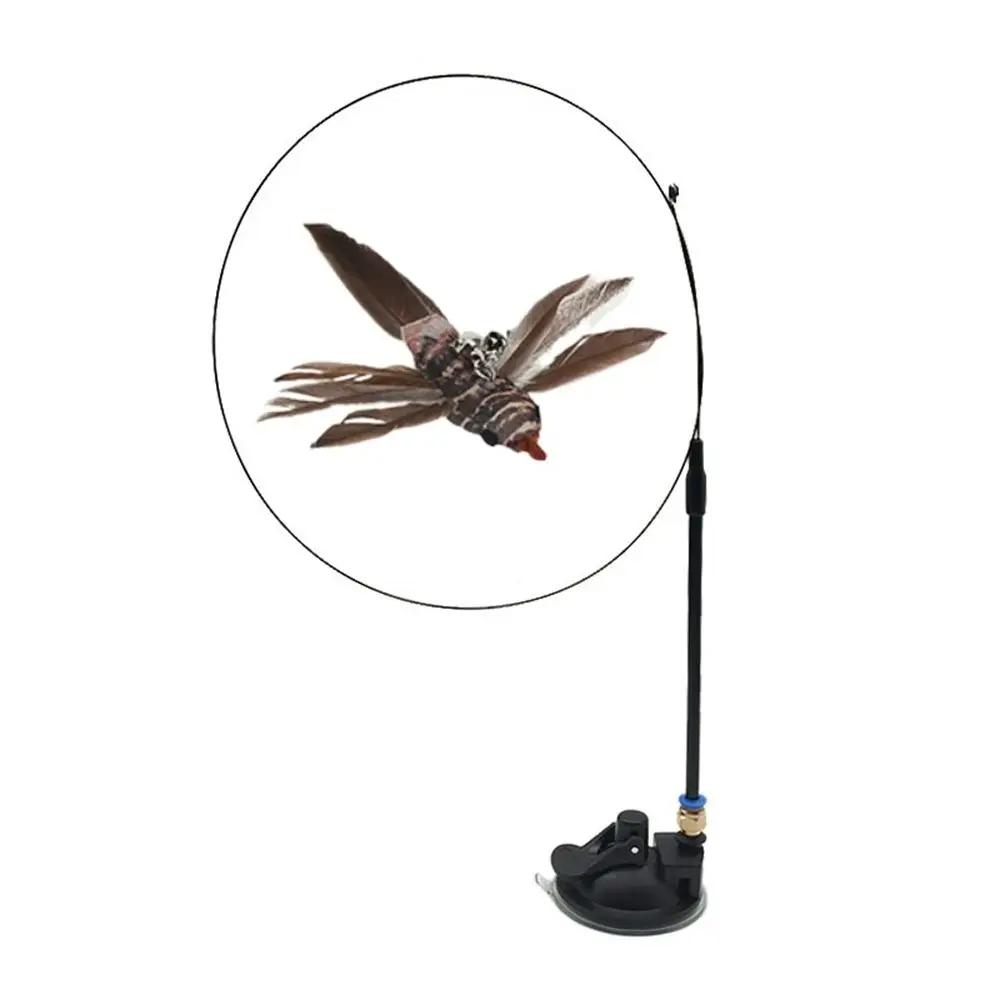 Removable Mini Free Hands With Bell Sucker Feather Bird Simulation Bird Cat Toy Cat Stick Toy Wand Toy Cat Supplies