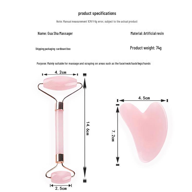 Acrylic Rose Quartz Dual-Head Facial Roller & Gua Sha Massage Tool