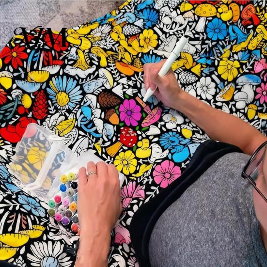 Soft Polyester Blanket for Painting DIY Coloring with 24 Markers, Color Your Own Blanket, 59" X Unique Birthday Gift Kids 45" Cozy Throw Sofa,