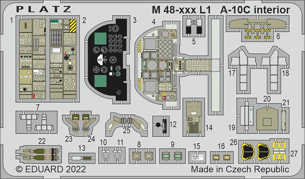 PLATZ Thunderbolt II Etching Parts for Cockpit Plastic Model Parts 1/48 A-10C M48-16