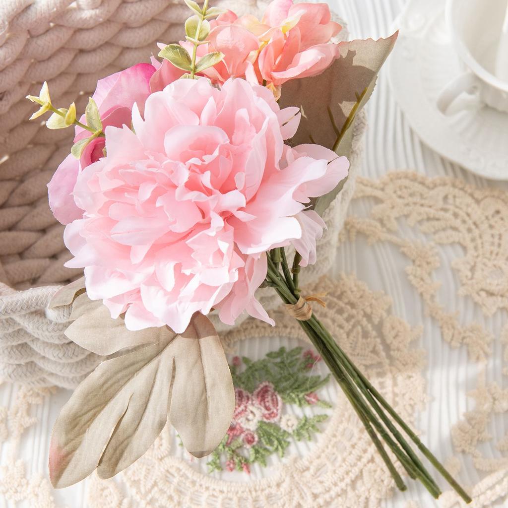 Rose Peony Silk Bouquet Artificial Flowers Wedding Home Room Ornamental Flowerpot Decora Valentine's Wreath Diy Gift Accessories