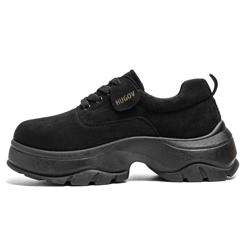 Thick-soled big-headed Derby shoes British heightening dad sneakers new teen low-top casual 38