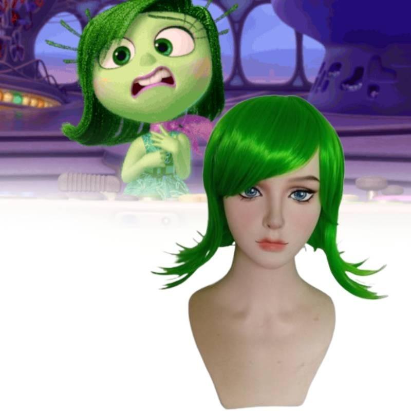 Superior Quality Inside Out Disgust Character Cosplay Wig Long Curly Synthetic Hair