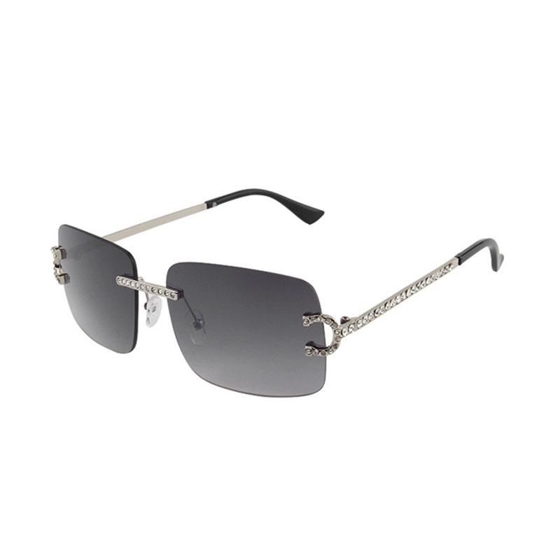 HBK 2023 Rimless Gradient Lenses Diamond Square Sunglasses UV400 Protection Alloy Frames Women