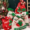 1Pc Simple Christmas Gift Knot Wristlet Santa Claus Candy Bag Christmas Knitted Bag Reusable Party Favor Bag