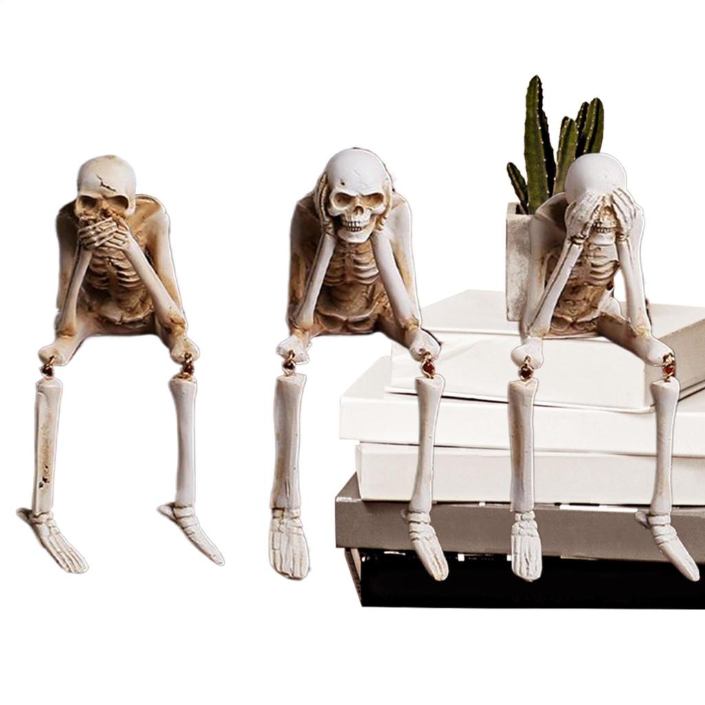 Halloween Skeleton Decorations 3 Pieces Halloween Figurine Prop Statue for Party Holiday Photo Backdrop Bedroom School Retail