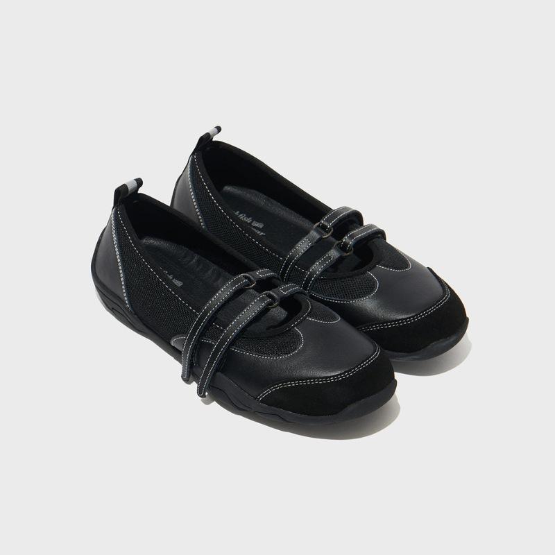 

Sheepskin version~ niche leather Velcro Mary Jane shoes women s versatile shallow mouth single shoes flat-soled sports and leisure shoes tide 40 чорний