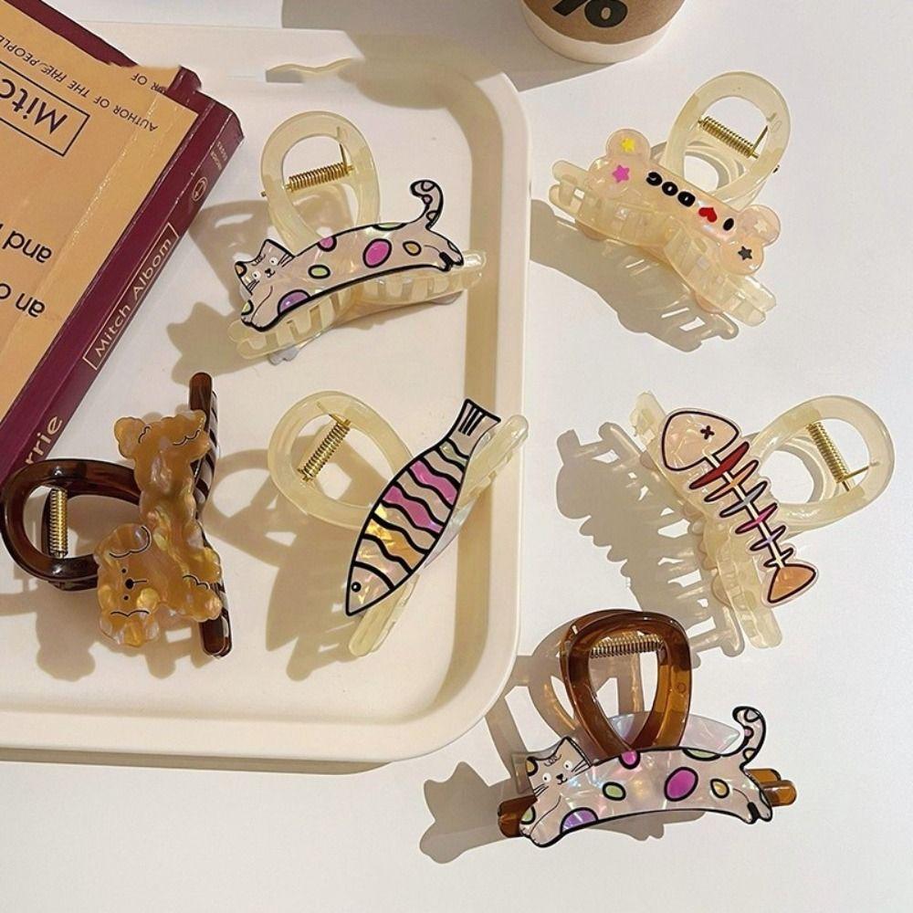 

Заколка для волос из смолы в виде кошки, акулы, животного, собаки, коготь, головной убор, зажим для волос, укладка волос