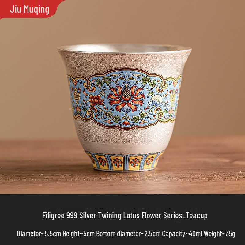 Jiomuqing Cloisonné Gilded Silver Enamel Teacup
