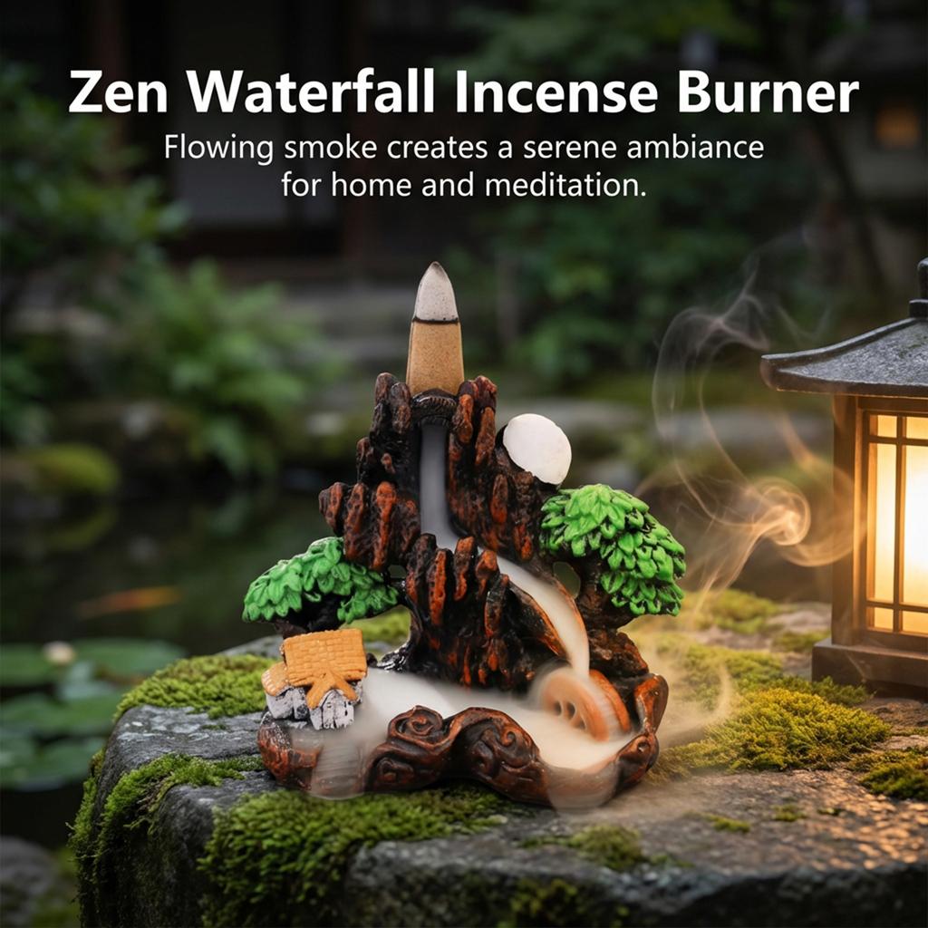 Resin Ceramic Backflow Incense Burners Home Decor Diffuser with Unique Smoke Downward Flow Design for Living Room Bedroom