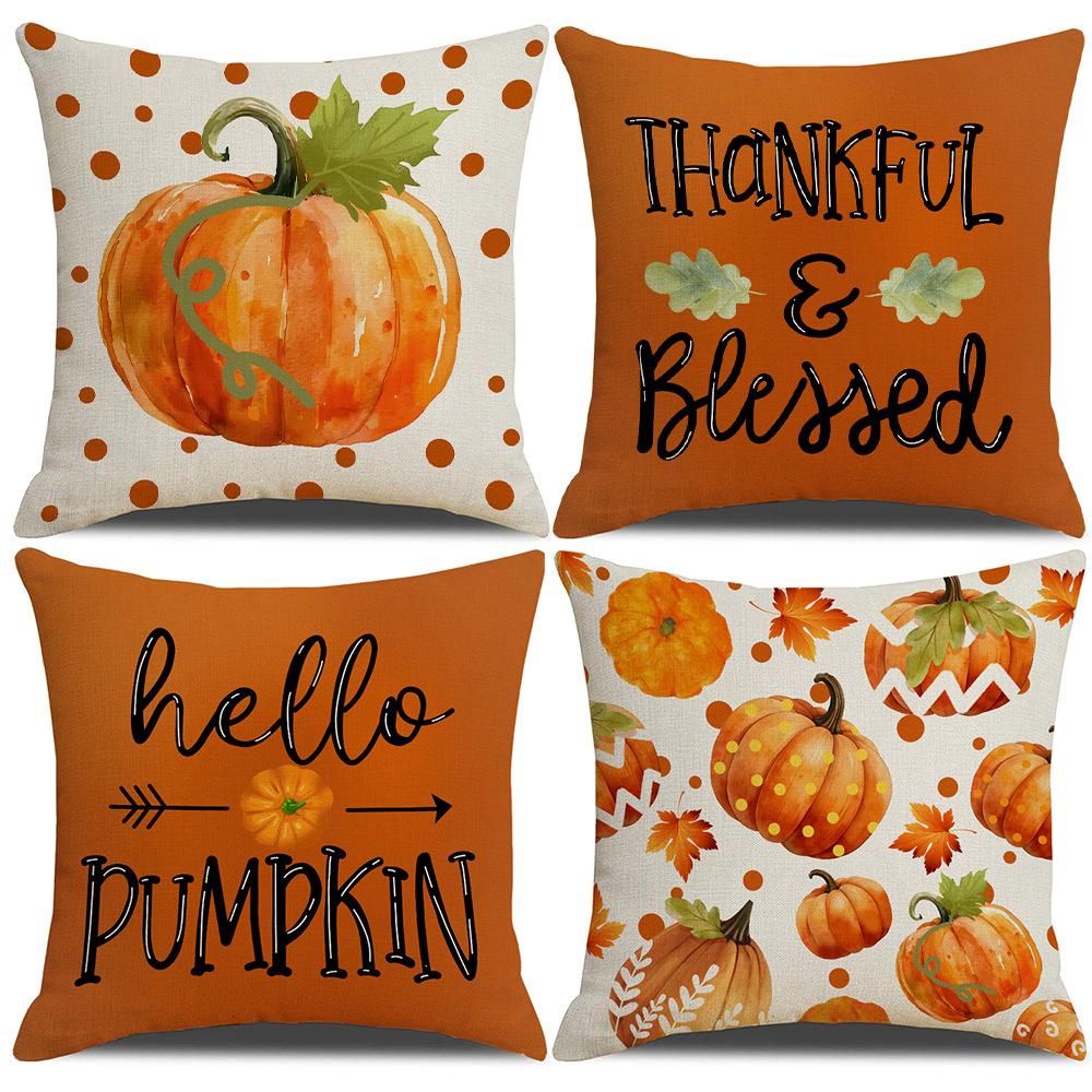 Pumpkin Harvest Festival Pillow Cover Autumn Thanksgiving Festival Party Pillow Cover Sofa Decoration Cushion Cover