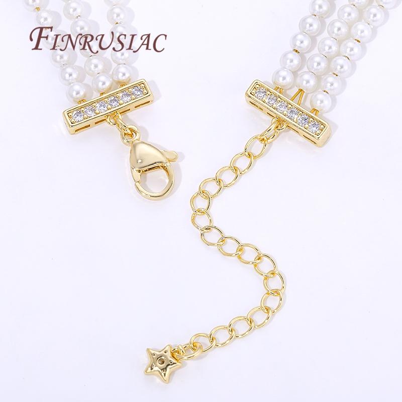 18K Gold Plated 3-row Pearl Necklaces Connectors,Extension Chain with Lobster Clasps For Jewelry Making Supplies DIY Accessories