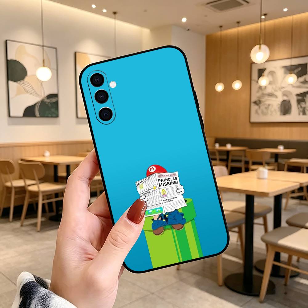 Cartoon Super-Z MarioS Bros Phone Case Black Silicone Soft For Samsung Galaxy A73,A72,A71,A70,A53,A52,A51