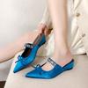 New Style Square Head Shallow Mouth Flannelette Butterfly Knot Crystal Line with Soft Sole Non-slip Low Heel Shoes Zapatos Mujer
