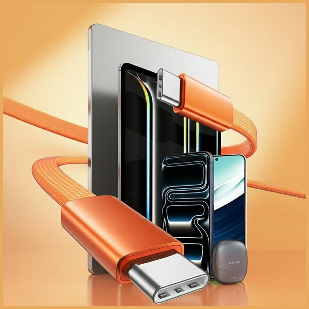 USAMS U96 60W USB-C to USB-C Cable 1.2m Orange