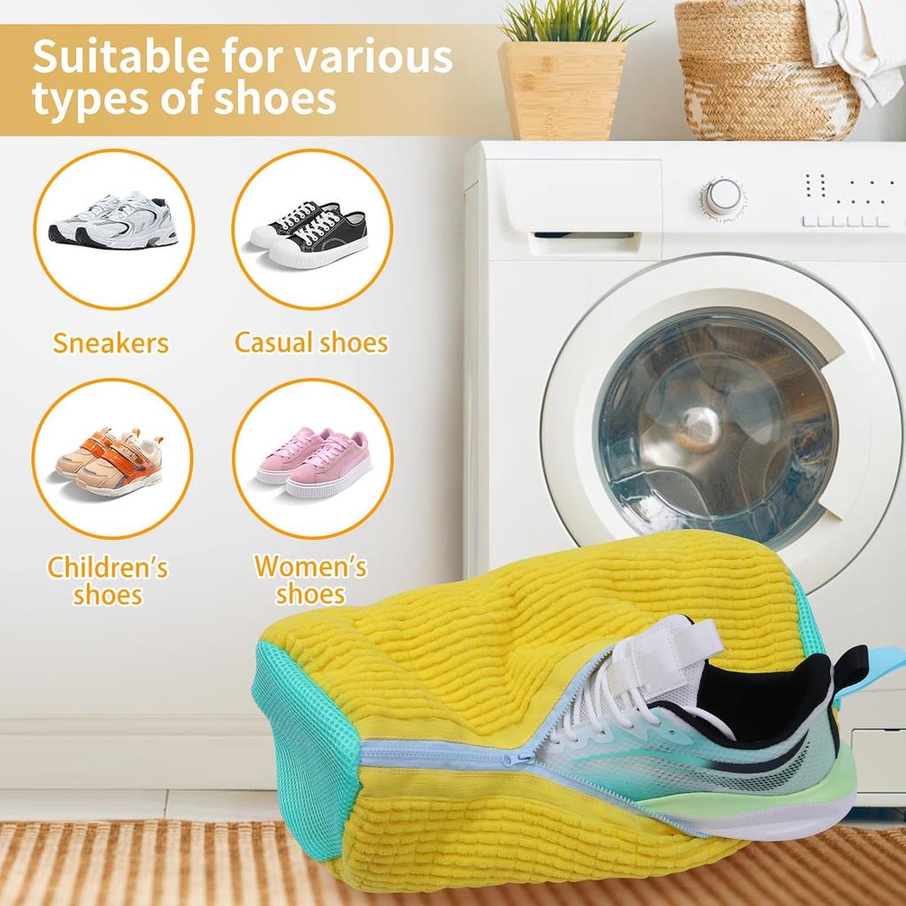 Shoe Washing Machine Bag Reusable Laundry Bag for Sneakers Mesh Shoe Cleaning Bag with Zipper Washer Dryer Protective Wash Bag