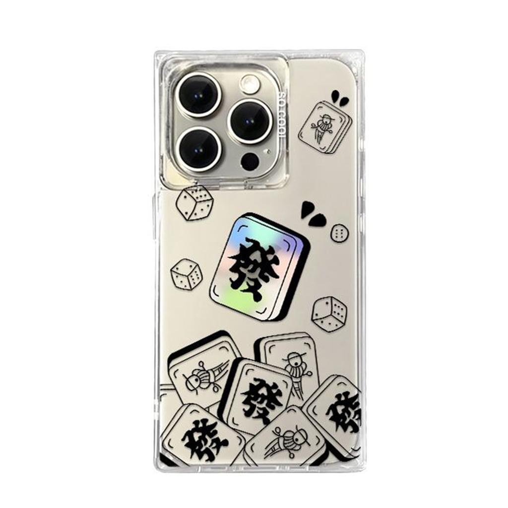 Transparent Anti-fall Case for Apple Ice Crystal Square Phone Case for Apple Phone Protective Case Cartoon Cute Fashion Simple Style