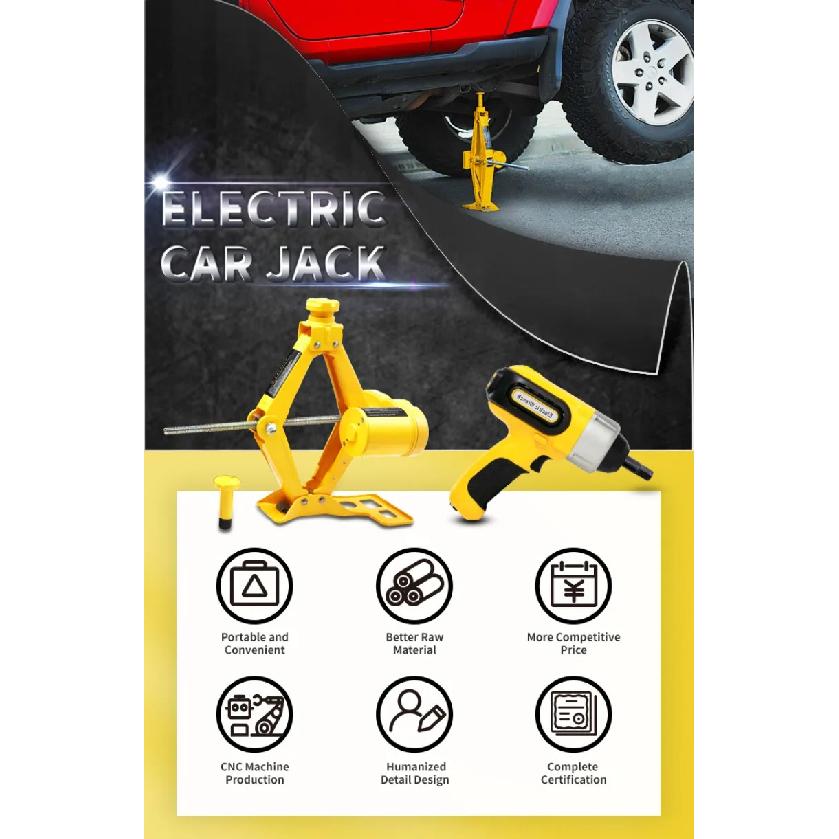 Electric Car Jack Kit, 3T 12V, Portable Electric Scissor Car Lift Kit, Impact Wrench, Tire Changing Kit
