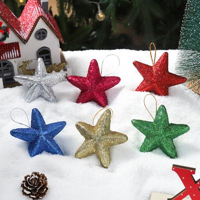 12Pcs Colorful Star Hanging Christmas Tree Decorations Pendant for Home Decor DIY  New Year 2025 Party Supplies Gift Accessories