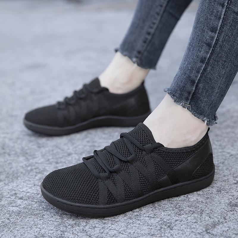 Wide Toe Barefoot Shoes for Women Unisex Minimalist Artificial Casual Sneakers Lightweight Adjustable Slip On Walking Shoe