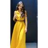 Summer French Niche Yellow Lapel Sleeveless Shirt Yellow Dress Fashion Temperament Waist Dress