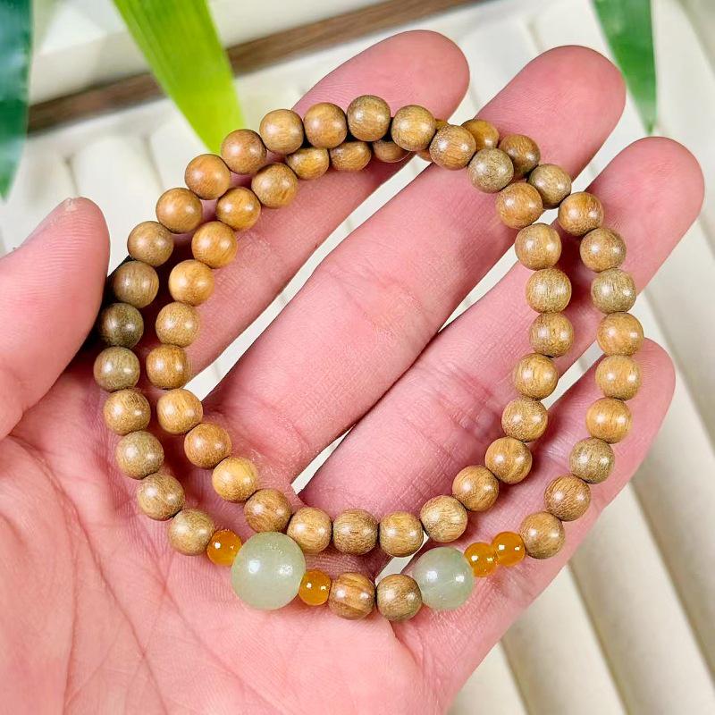Green Sandalwood & Aventurine Double-Strand Buddhist Bead Bracelet for Men & Women