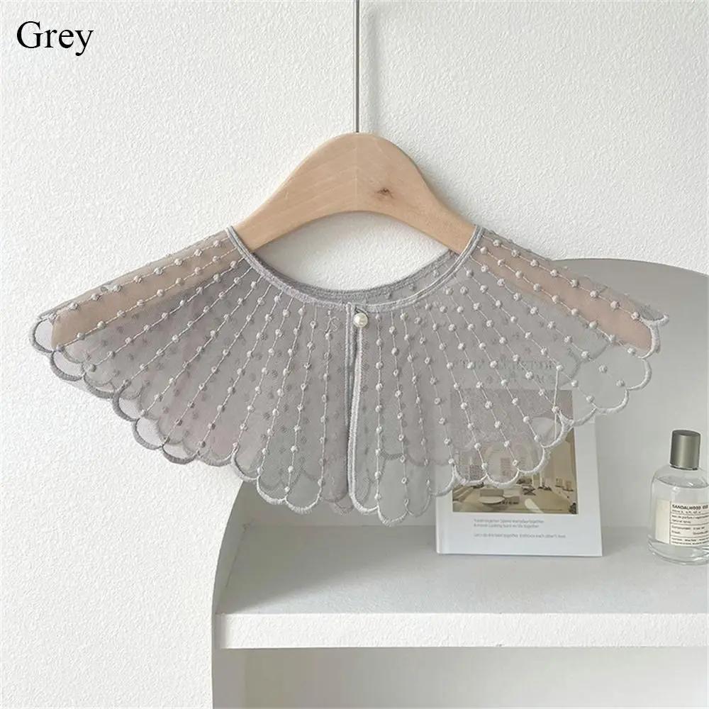 Fake Collar Blouse Detachable Collar For Women Clothes Accessories Fashion Ladies Shirt Collar Pearls Lace Embroidered Shawl