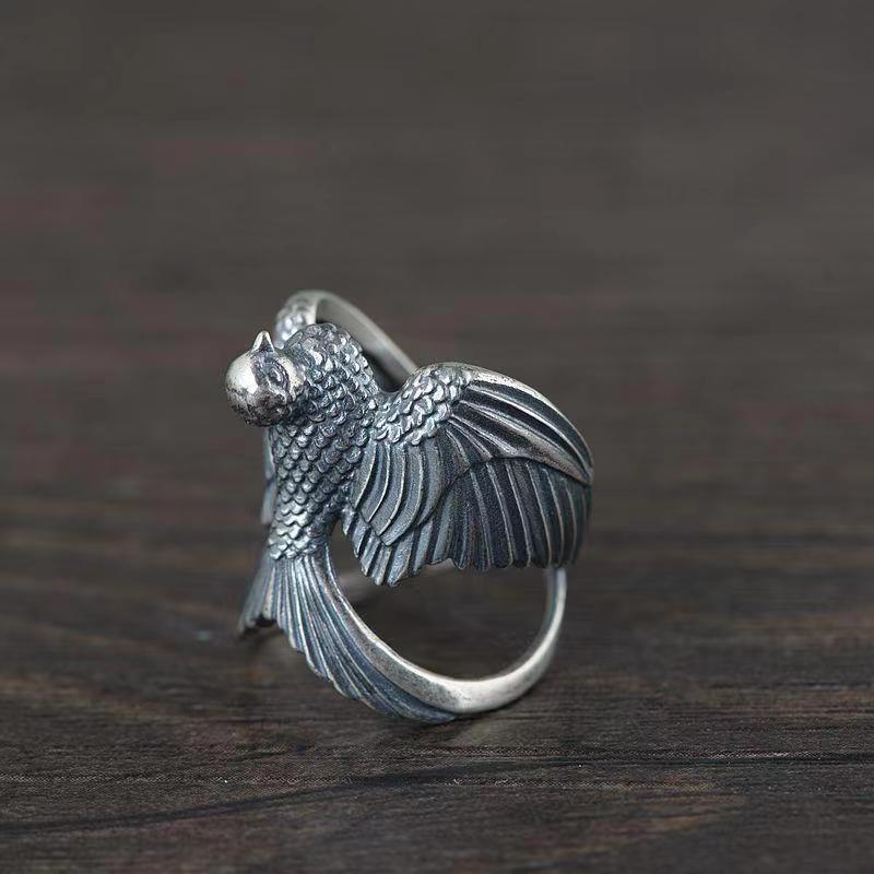 Swallow Falling Finger Ring, Antique Niche Design, Retro Swallow, Light and Luxurious Temperament