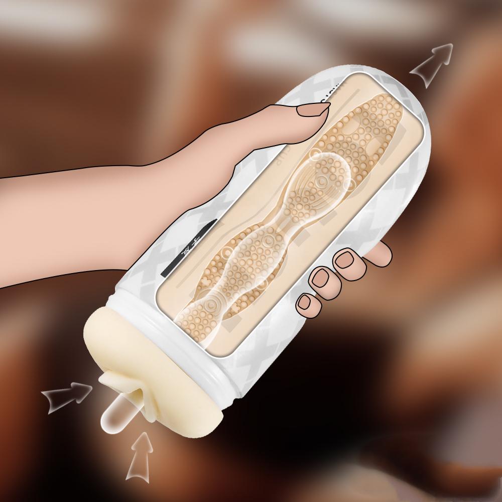 Männlicher Masturbatorbecher für Männer, Realistischer Mund und Vagina, Vakuum-Silikon-Taschenmasturbator Flugzeugbecher