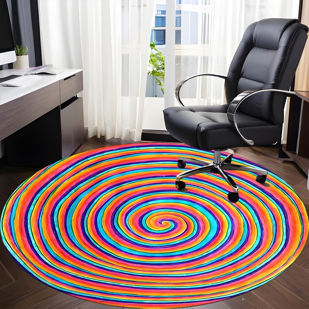 1PC Colorful Spiral Pattern Chair Carpet for Office, Indoor Non-Slip Washable Carpet, Soft Comfortable Mat For Office Room yy250930163