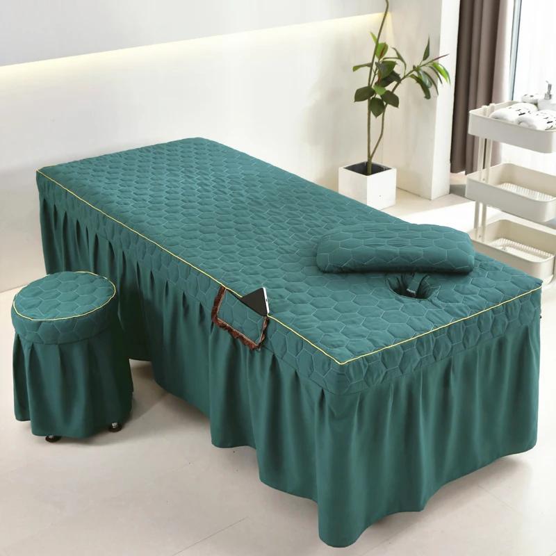 Thick Bed Skirt Beauty Salon Massage Table Bed Cover High-grade Skin-Friendly Bed Sheet SPA Therapy Bedspread with Hole