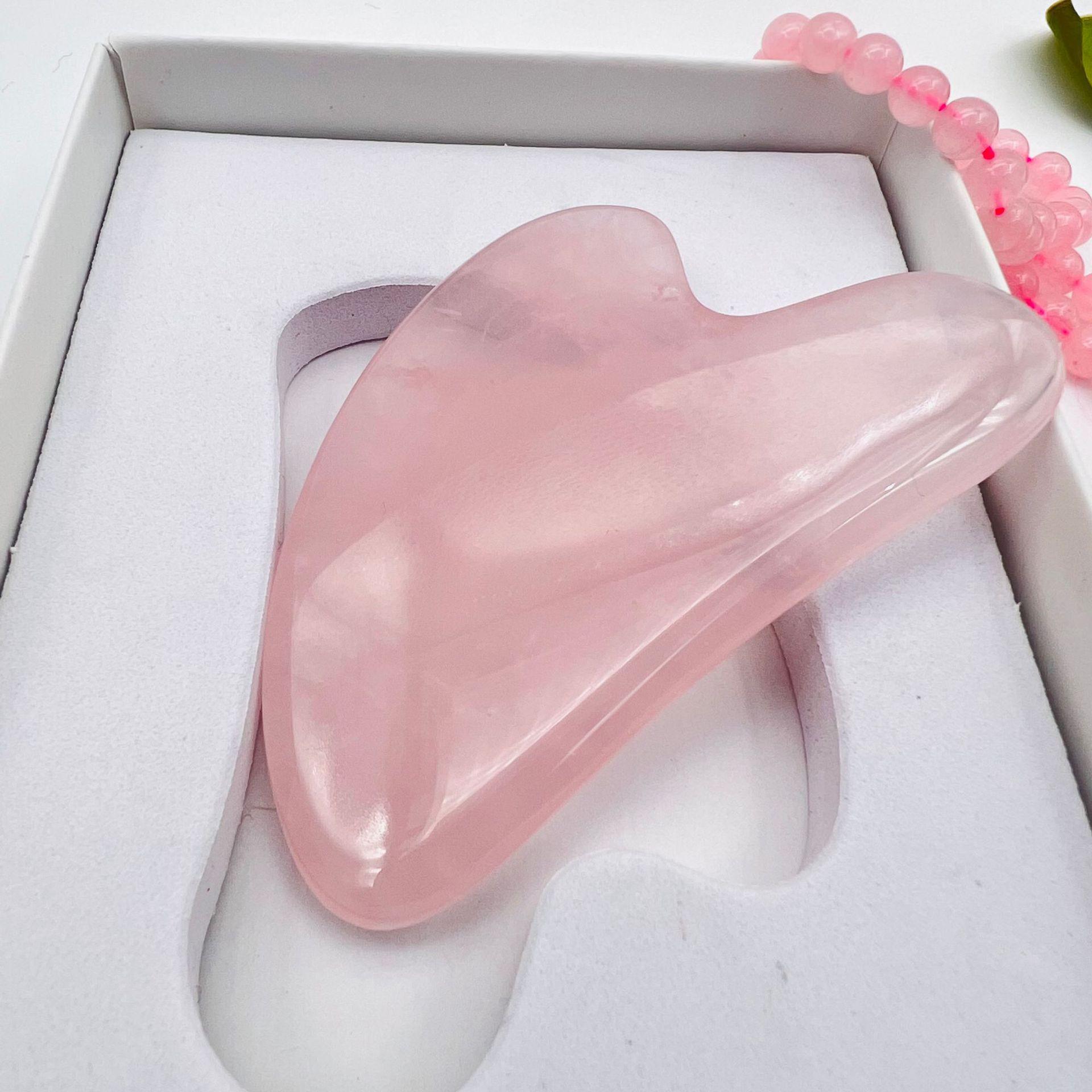 

Серцеподібна дошка Гуаша з нефриту Рожевий Кварц для Обличчя та Спини. no