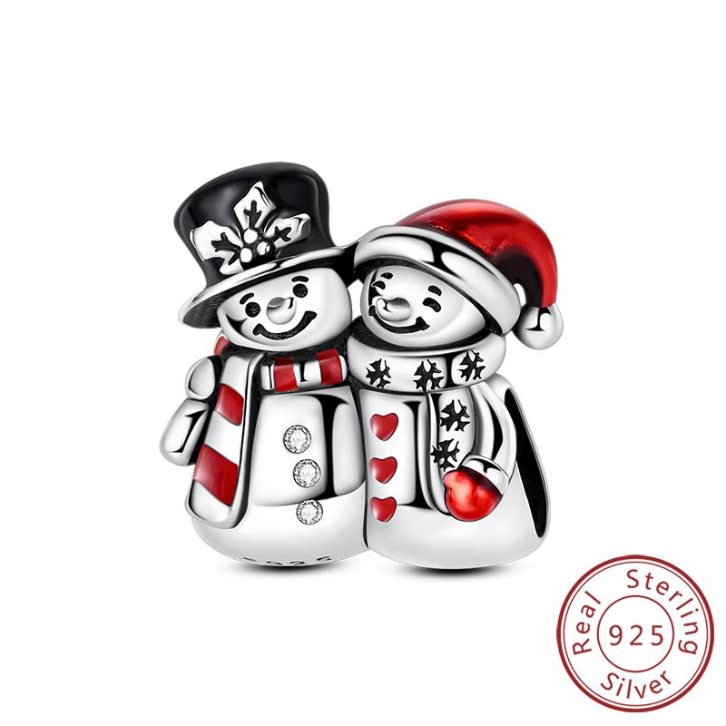 Christmas Series Charms Beads Copper Christmas Tree Snowman Elk Charm Fit Original Bracelet Pendent Women Jewelry