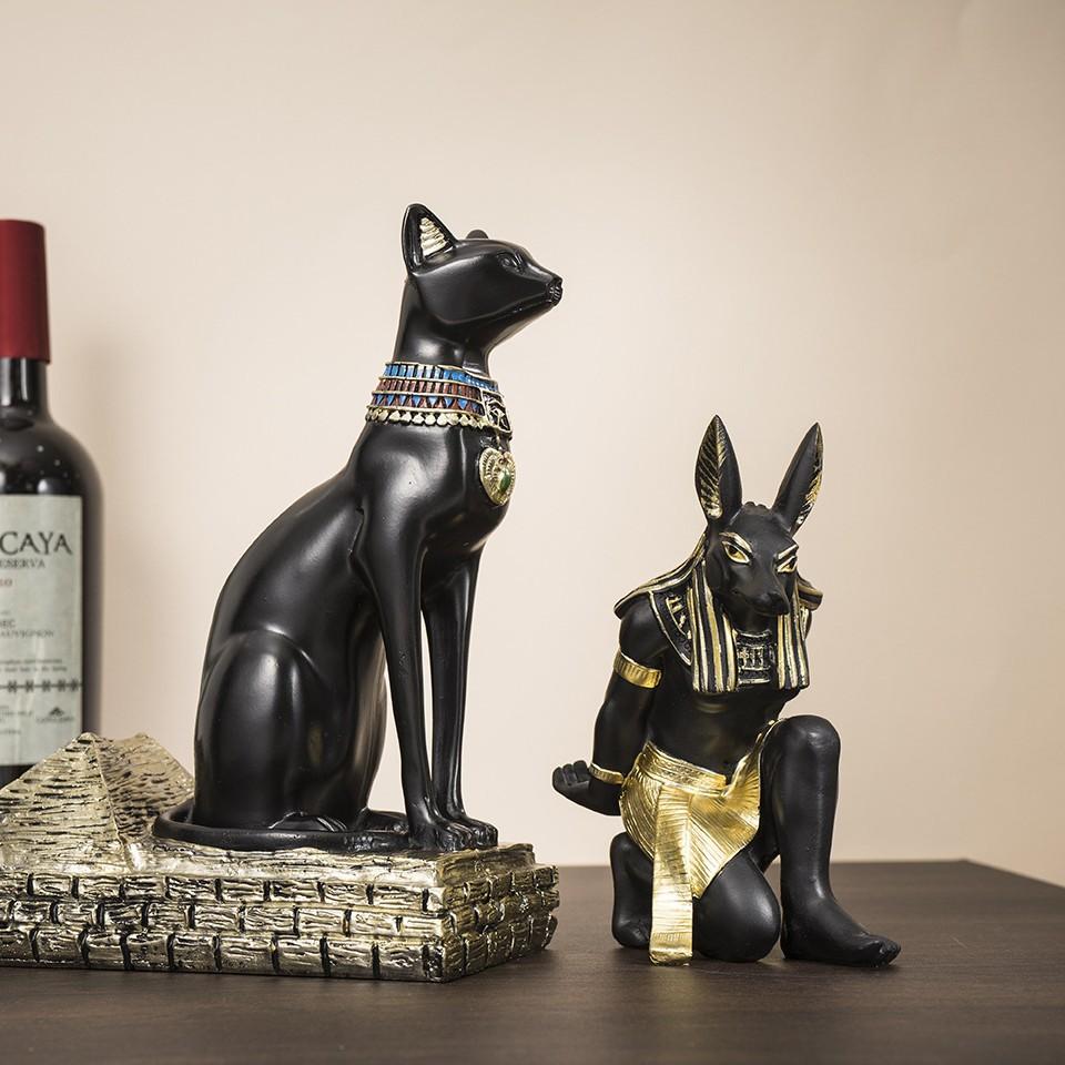Egypt Anubis Wine Rack Bastet God Cat Wine Bottle Rack Resin Arts And Crafts Bar Ornament Decoration