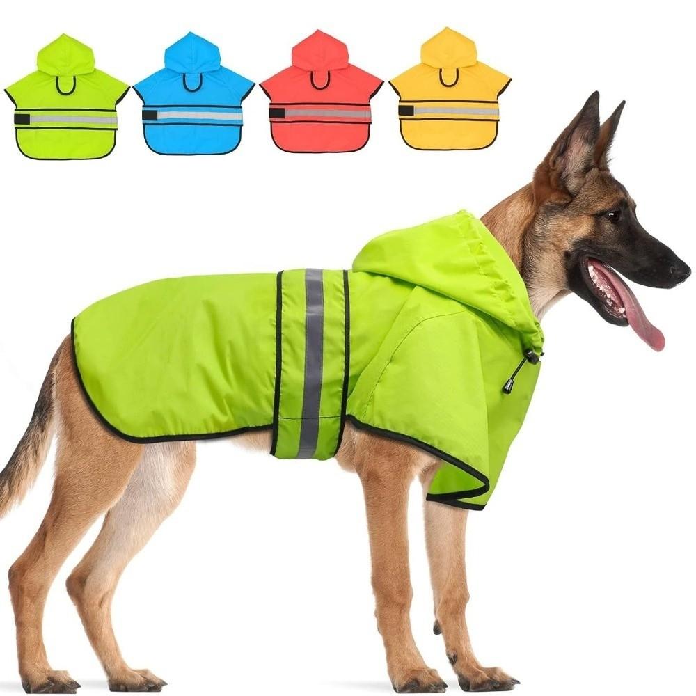Reflective Strip Dog Hooded Raincoat Waterproof Pet Fluorescent Clothes  Labrador Retriever