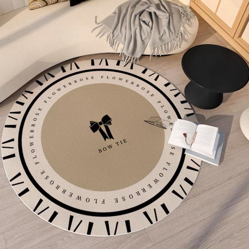 Fleckenresistenter runder Teppich in Französisch-Creme für Wohnzimmer, Schlafzimmer oder Schminktisch