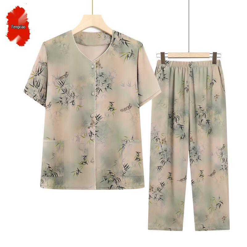 Women s Floral Short-Sleeve Summer Casual Set 4XL