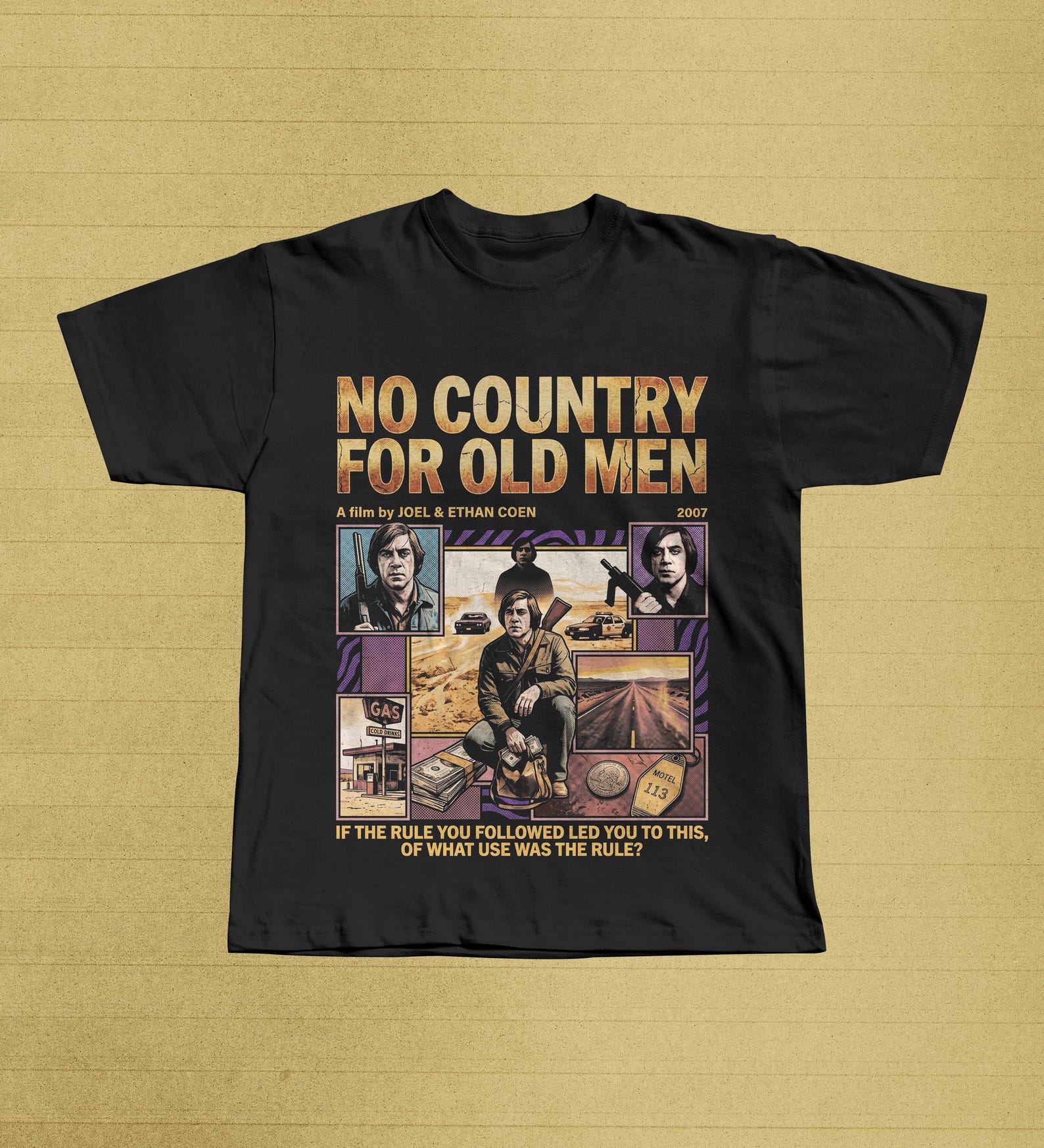 No Country for Old Men Graphic Tee, Coen Brothers Film Shirt, Anton Chigurh T-Shirt L