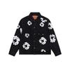Streetwear Cotton Denim Jacket Pants Set With Floral Print Unisex Fall Outfit