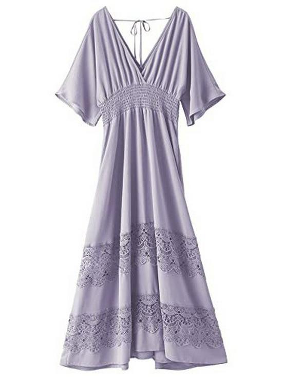 Elegant French Fashion V-Neck Lace Dress: Sexy, Waist-Cinching, Slim-Fit, Ruffled Long Skirt