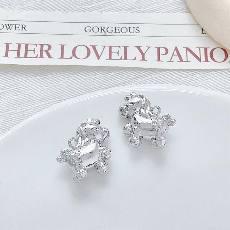 2Pcs/Lot Zinc Alloy Painted Double-Sided Horse Pendant Charms Diy Necklace Bracelet Earrings Accessories